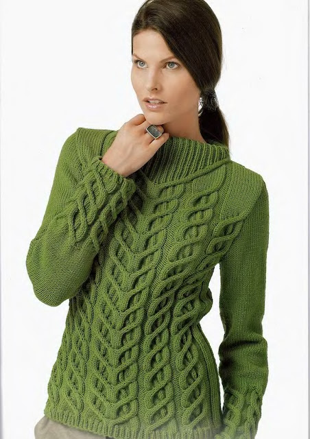 вязание спицами, женский свитер