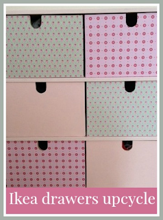 Ikea Moppe wooden drawers upcycle with patterned paper
