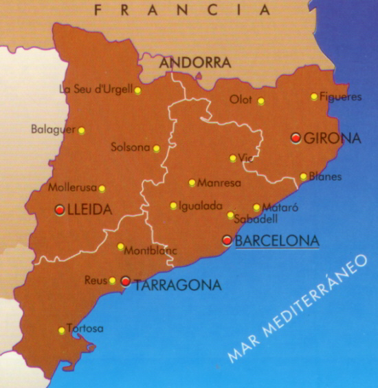 Карта каталонии на русском языке с городами подробная