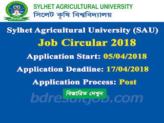 Sylhet Agricultural University (SAU) Job Circular 2018