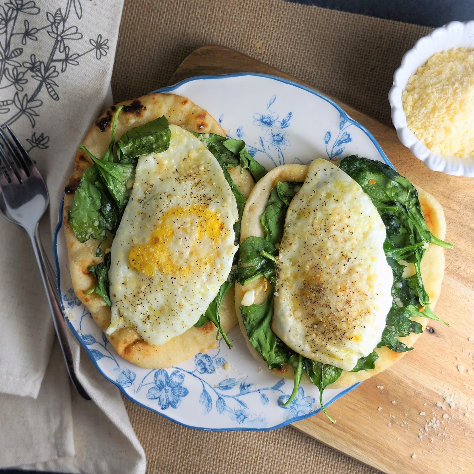 The Scattered Cook Egg, Spinach & Parm Flatbread