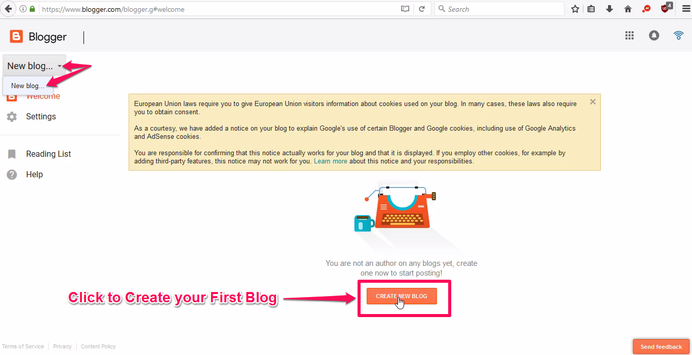 Create Your First Blog On Blogger Or Blogspot