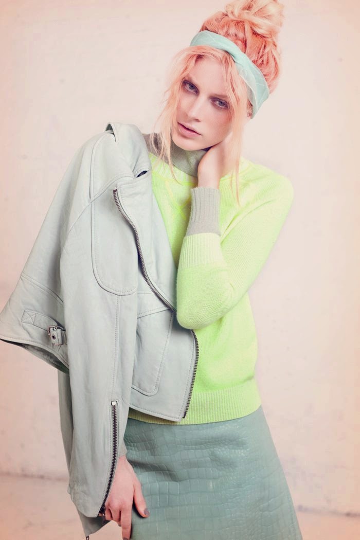 Dutch model Quinta Witzel wearing pastels in Nylon magazine editorial