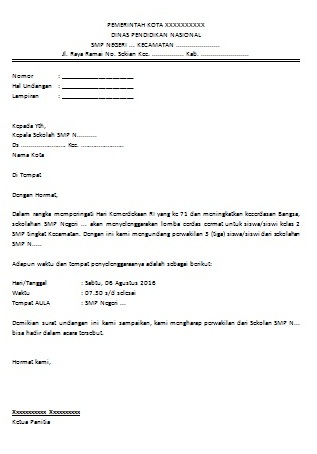 Contoh Surat Undangan Resmi Negeri/Swasta  Cara Buat Surat