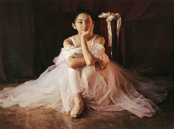 As dançarinas de Ballet em pinturas de Guan Zeju - 03