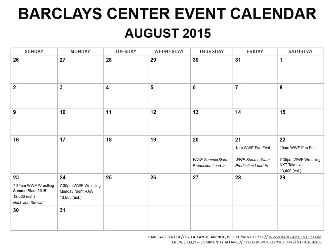 Barclays Center releases updated event calendars (with hockey); WWE