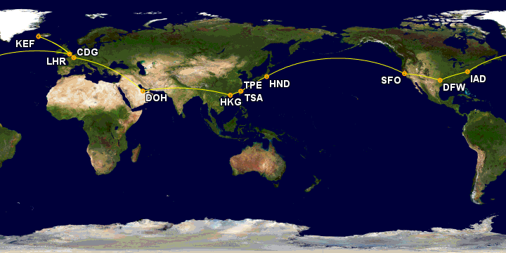 Round-The-World flight route of mine