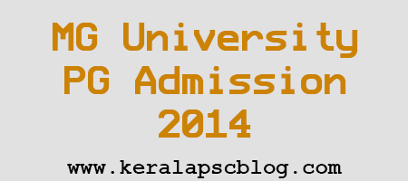 MG University PG Admission 2014