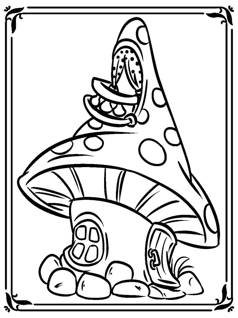 Cartoon Mushroom Coloring Pages | Realistic Coloring Pages