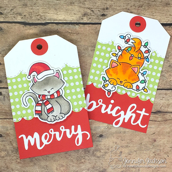 25 Days of Christmas Tags | Tags by Jennifer Jackson | Fancy Edges Tag Die Set, Holiday Greetings Die Set and Newton's Holiday Mischief Stamp Set by Newton's Nook Designs #newtonsnook #handmade