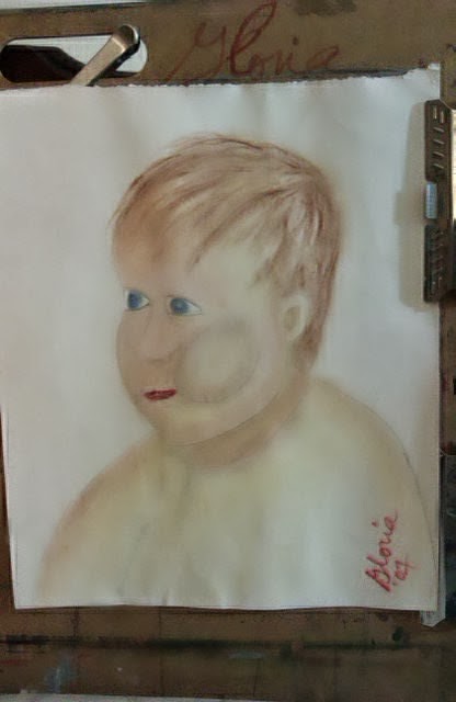 Toddler sketch in powdered pastels by Gloria Poole; on paper; year 2007 Toddler sketch by Gloria Poole; powdered pastels on paper; year 2007