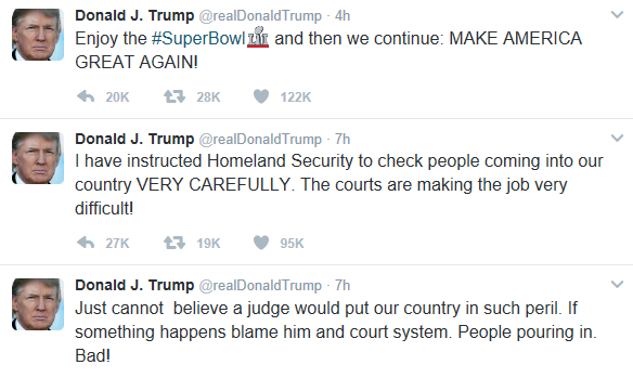 Still complaining about the travel ban lifted by the Federal Court Judge- Donald Trump