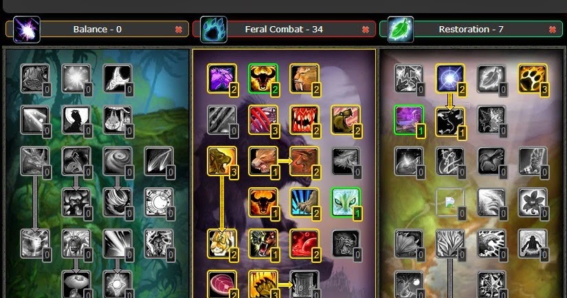 Wow Best Pvp Pve Talent Leveling Guide Pve Dps Feral Druid Talent Glyphs Guide Wow Cataclysm 4 3 4