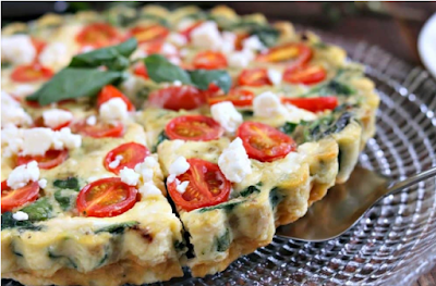 Spinach, Tomato and Feta Crustless Quiche  #veganfood