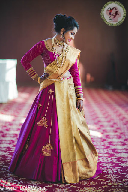 Full Sleeves Blouse with Half saree drape Full Sleeves Blouse with Half saree drape