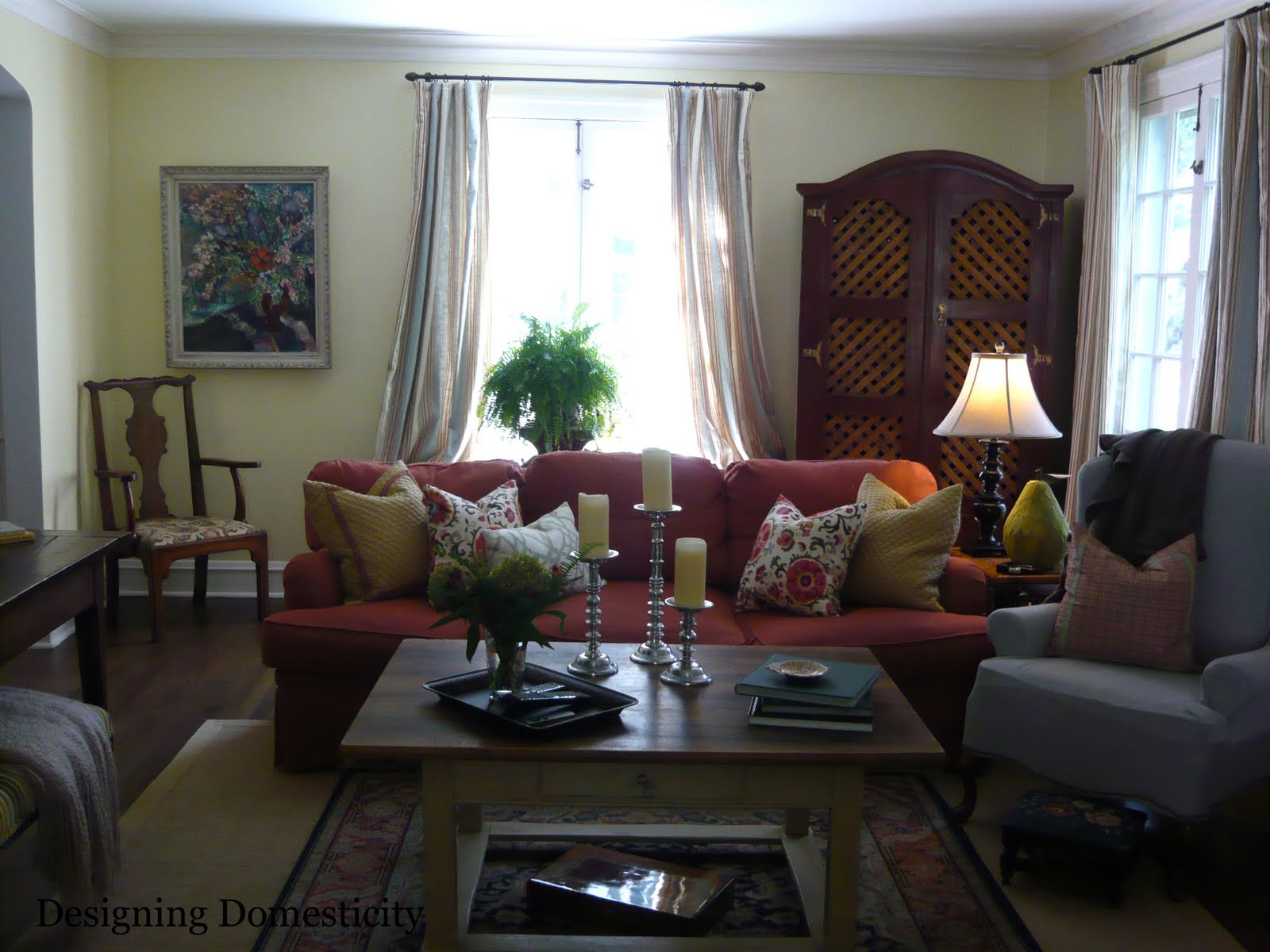 living room decor with armoire