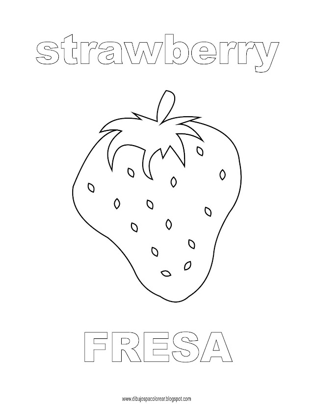 Dibujos Inglés - Español con F: Fresa - Strawberry