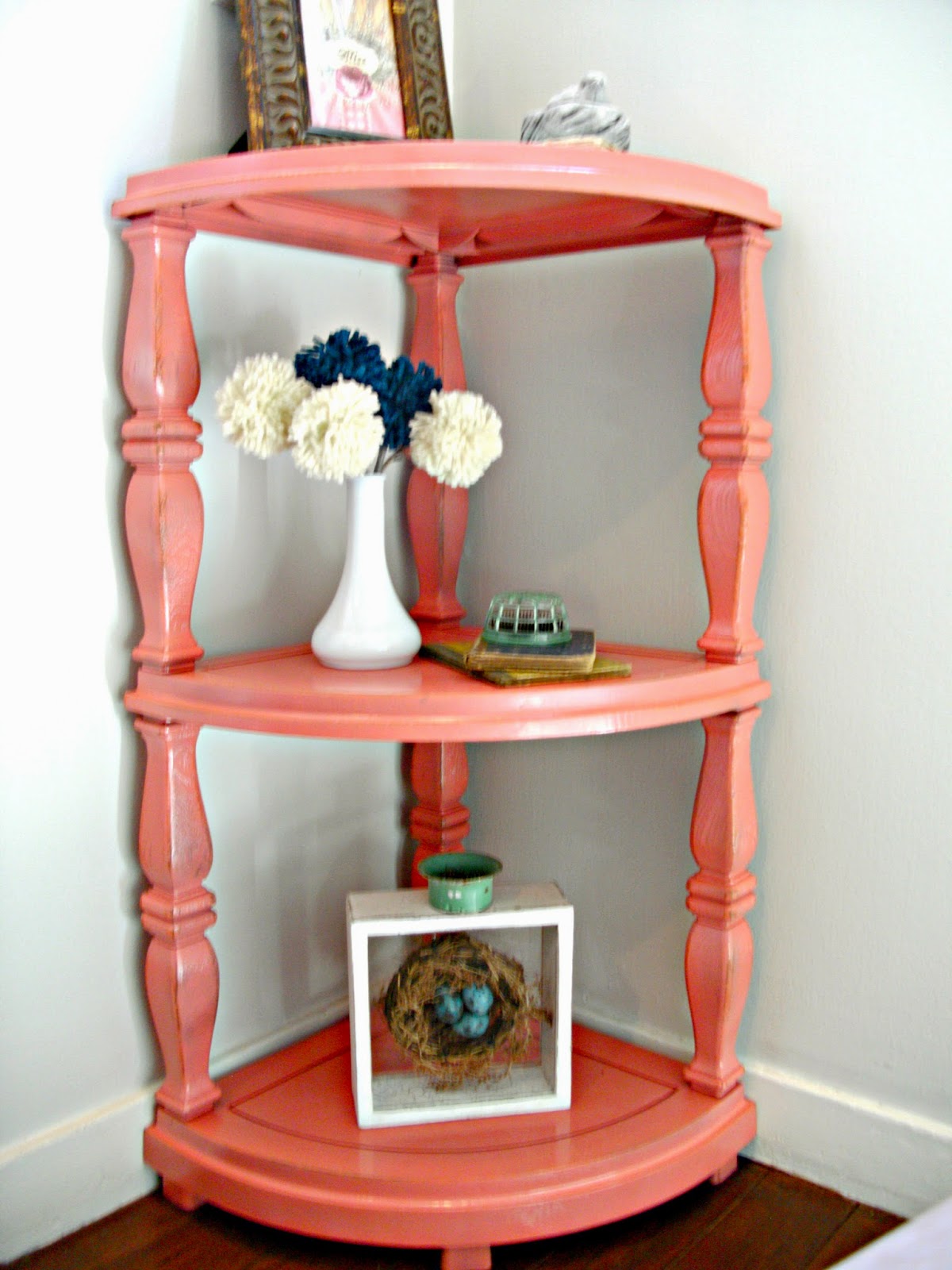 Vintage Corner Shelf Makeover Little Vintage Cottage