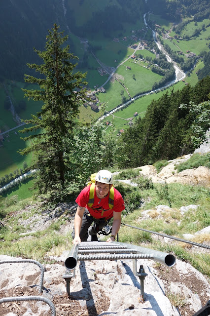 Via Ferrata, Klettersteig, Hike, Climbing, Scrambling, mountaineer, mountain, extreme, adrenaline, adventure, Explore, Murren, Gimmelwald, Lauterbrunnen, Interlaken, Switzerland, Bern, Swiss Alps, Bernese Alps, Alpine, hanging, Nepalese Bridge, tyrolean, cliff, BASE, ladders, 