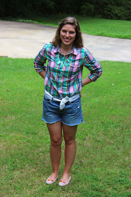 Hand Me Down Style: plaid, denim, and summer suede