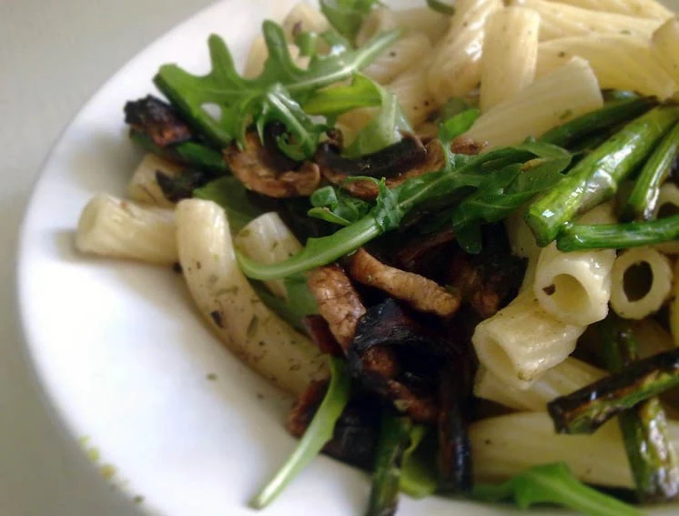 Garlic anchovy butter with pasta and grilled vegetables recipe