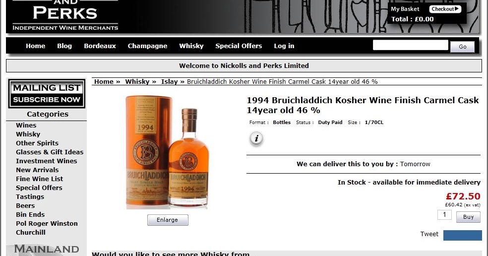 Bruichladdich Carmel "Kosher" Cask 1989 is no more kosher than any