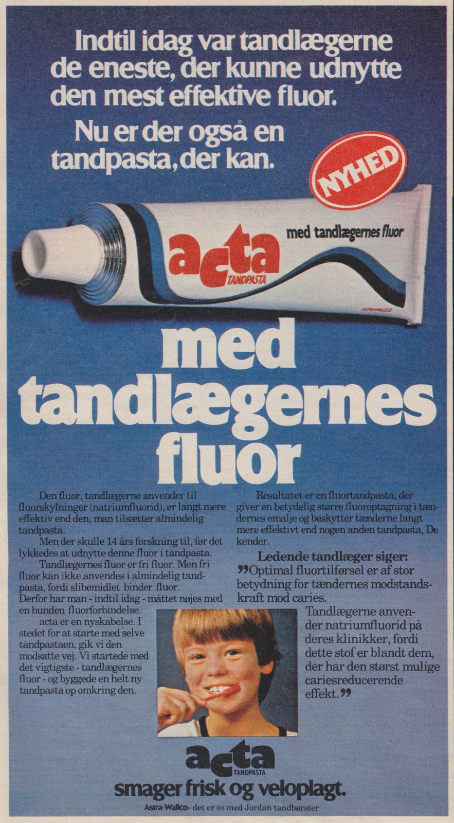 Tilbage Datiden - gamle danske reklamer og andet godt: Acta tandpasta