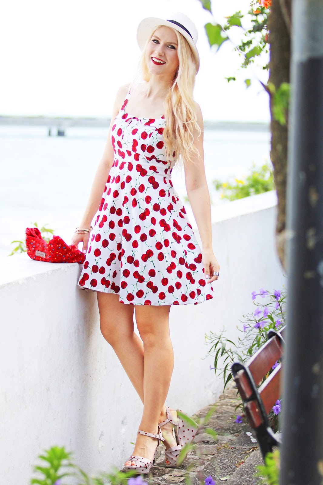 Cute cherry dress outfit for Summer