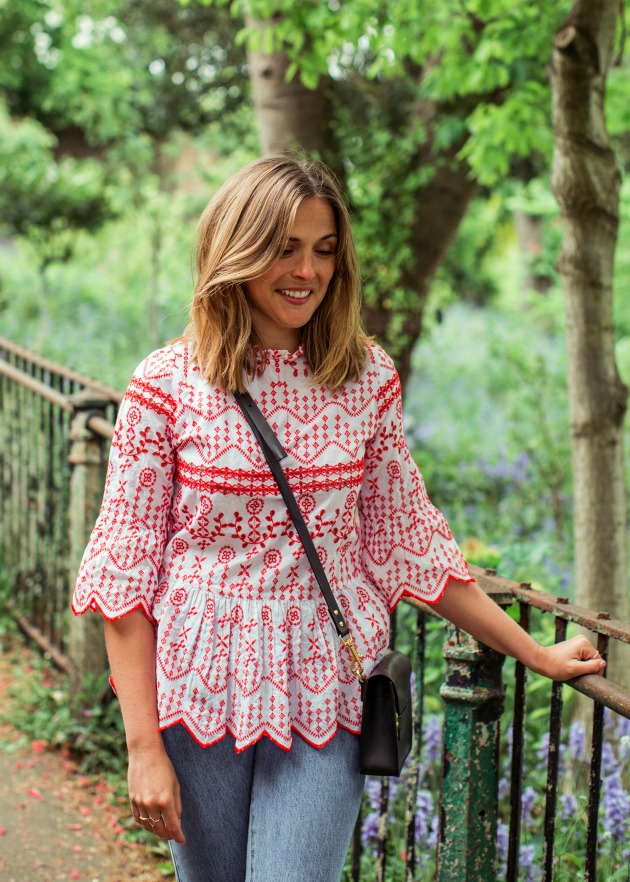 river island red and white dress