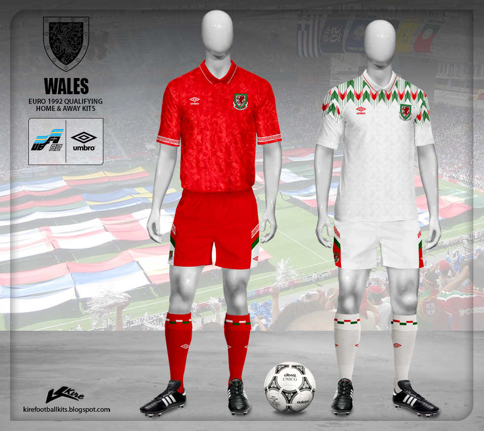 Kire Football Kits Wales kits Euro 1992 Qualifying