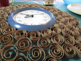 recycled toilet paper tubes faux brass wall clock4