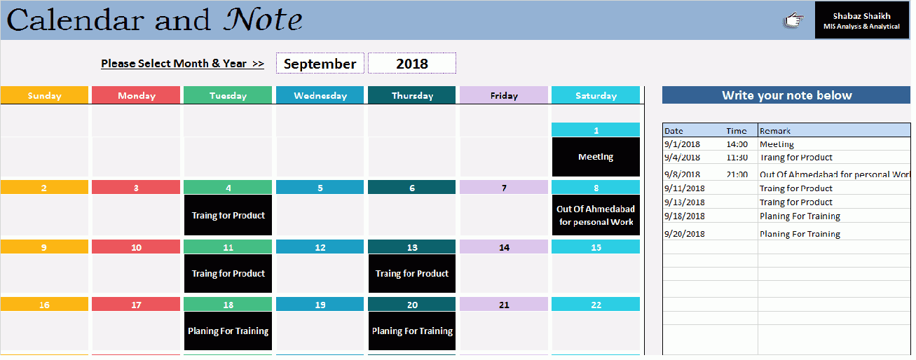 10. Latest Calendar And Notes Best excel calendar template Get 2