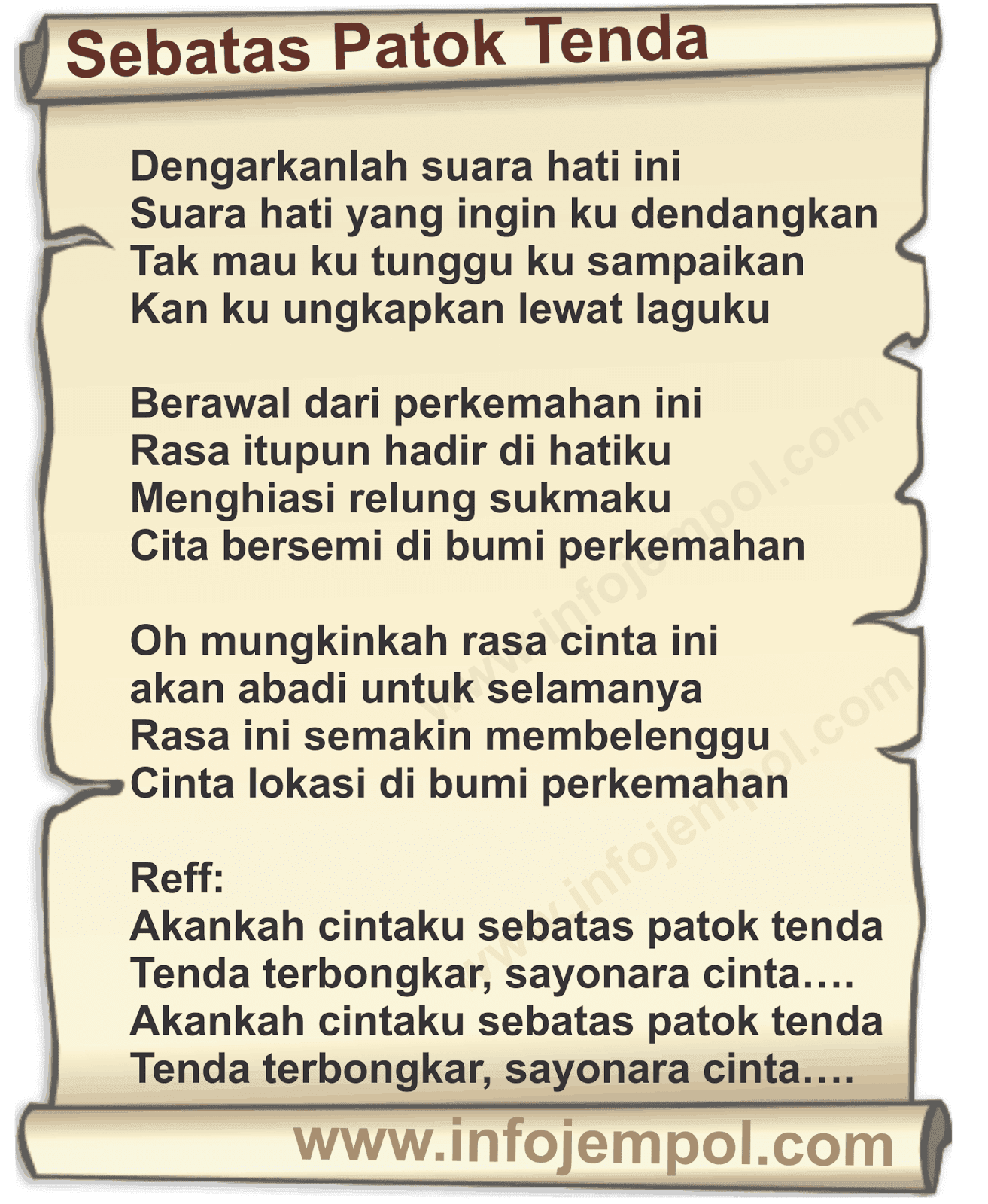 Lirik Lagu Sebatas Patok Tenda (Download mp3)