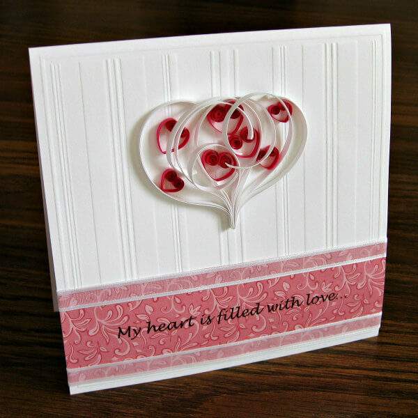 quilled hearts Valentine card