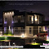 Night view rendering of flat roof house