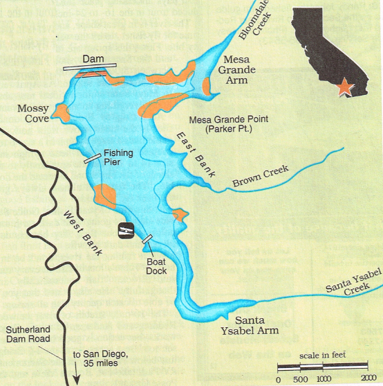 April 2020 Sutherland Lake Fishing Map, Fishing Report, How to fish, San Diego Hunting Clubs,