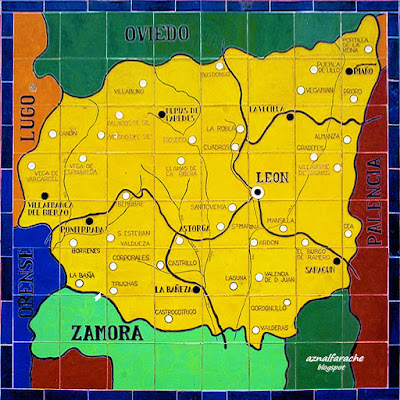 SEVILLA - PLAZA DE ESPAÑA  Banco-azulejo de la provincia de León - Mapa provincial