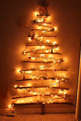 Christmas branch tree on the wall - Turtles and Tails blog