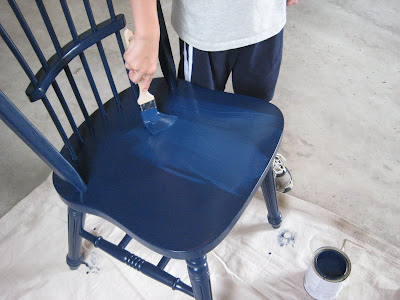 Painting a chair Benjamin Moore Deep Royal blue