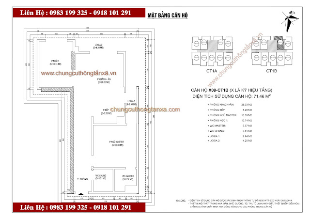 Thiết kế căn hộ X09CT1B chung cư thông tấn xã