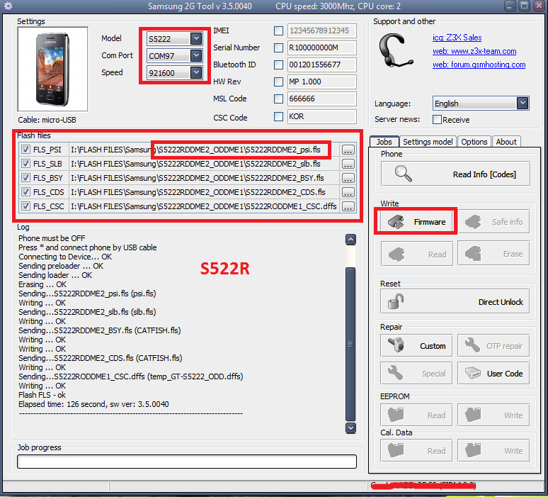 Tool flash samsung u800