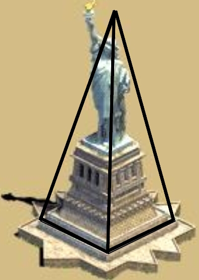 Piramide astral envolta da Estatua da Liberdade