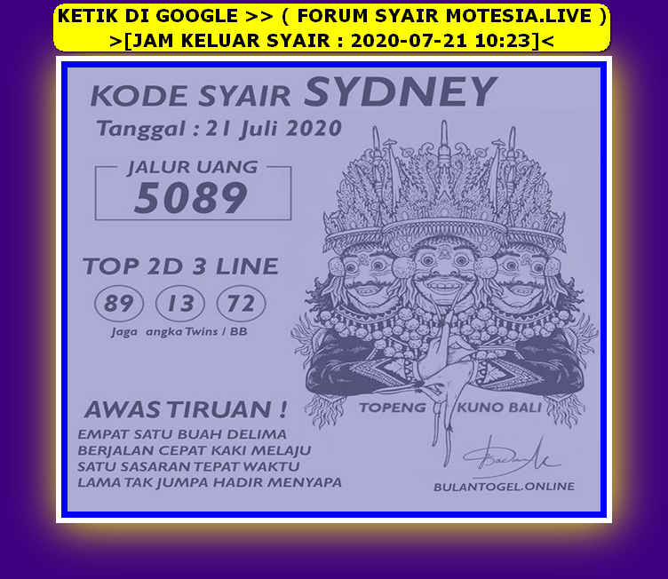 1 New Message Kode Syair Sydney 21 Juli 2020 Forum Syair Togel Hongkong Singapura Sydney