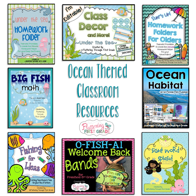 Ocean Themed Classroom First Day Of School Freebie Fluttering