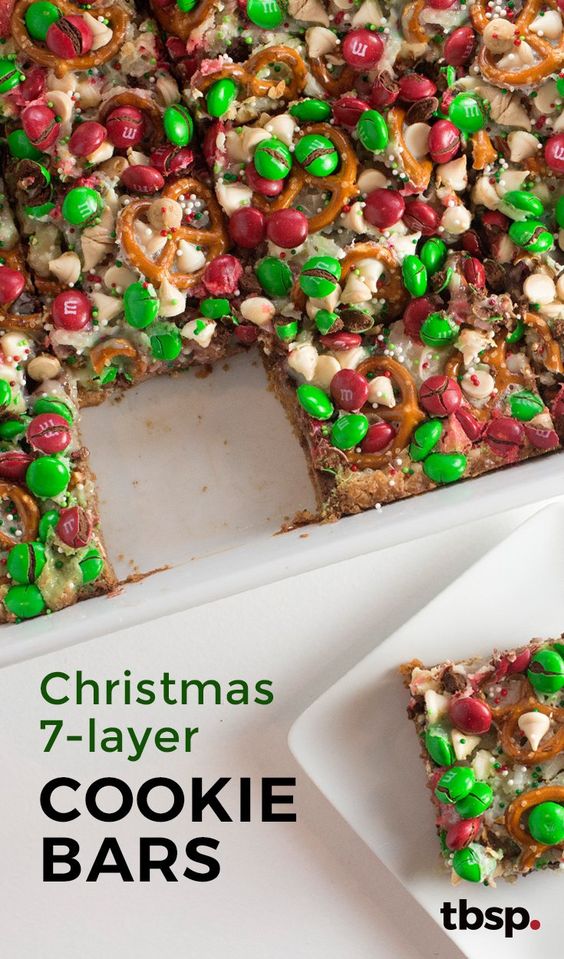 This holiday twist on gooey seven-layer bars starts with a Christmas cookie crust and packs plenty of chocolate flavor—three kinds of chocolate, to be exact. Pretzels add just the right amount of…
