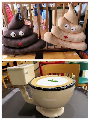 Latte served in a toilet bowl mug in Seoul South Korea
