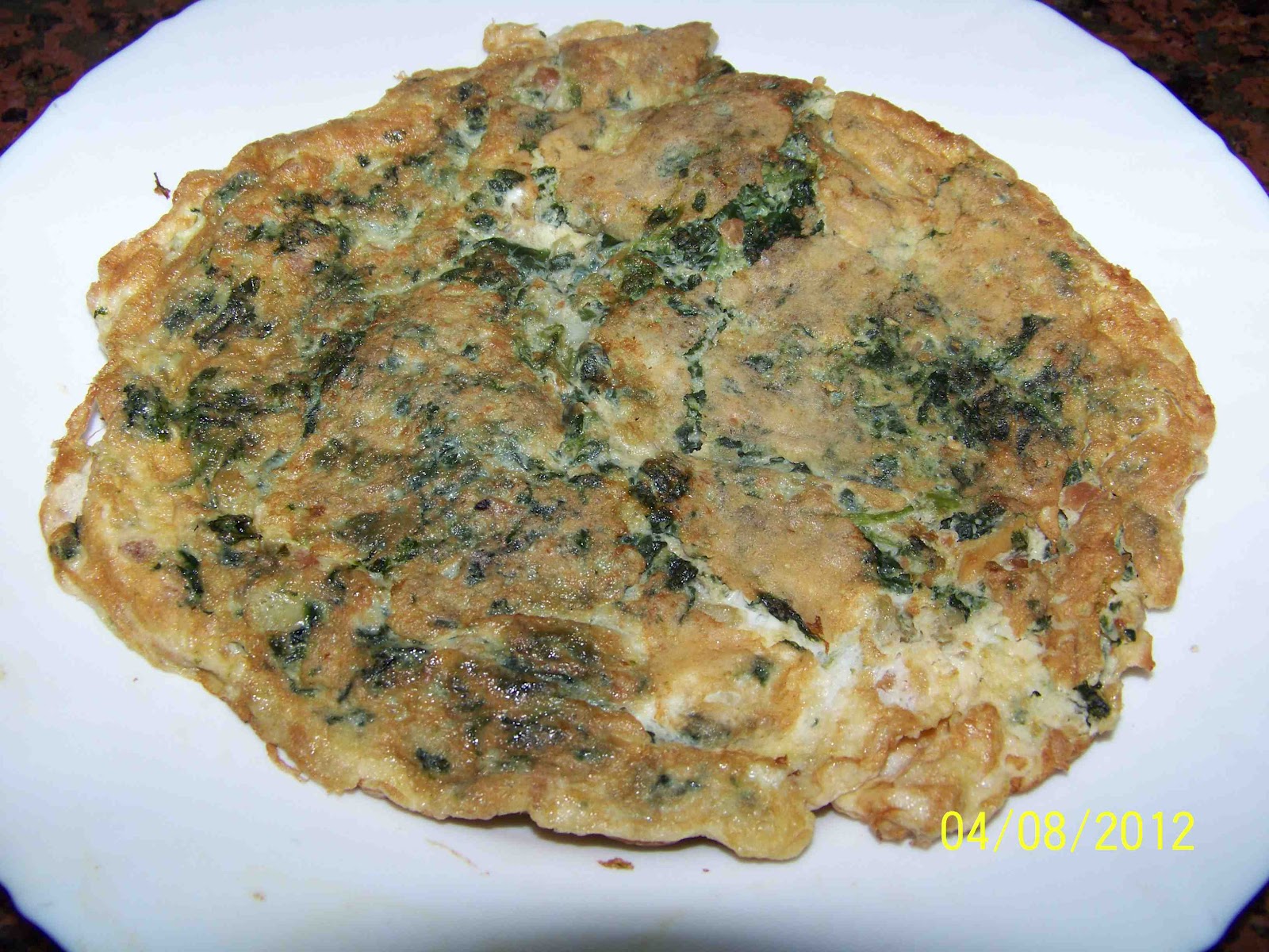 Culinaria y otras cosas Tortilla de espinacas con bacalao