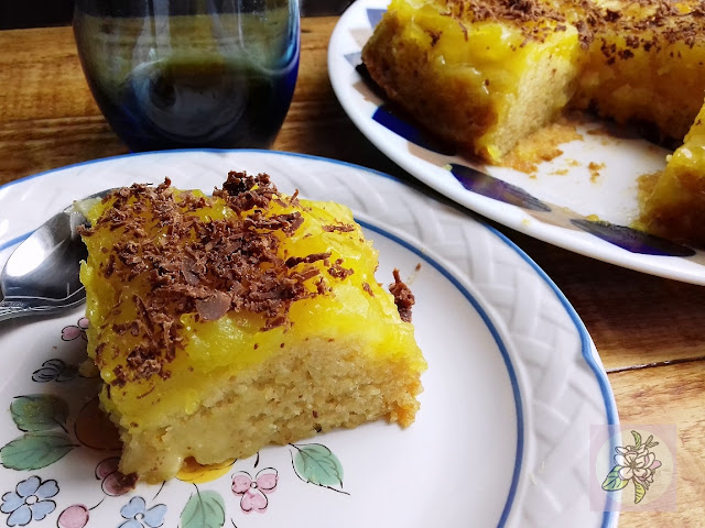 Tarta Pudin de Limón. Receta Vegana.