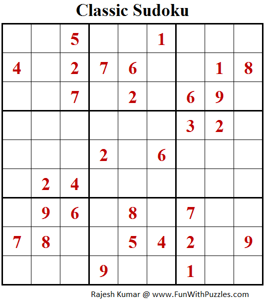 Classic Sudoku (Fun With Sudoku #112)