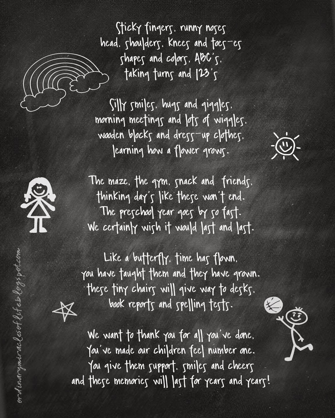 Ordinary Miracles of Life: Preschool Teacher Gift